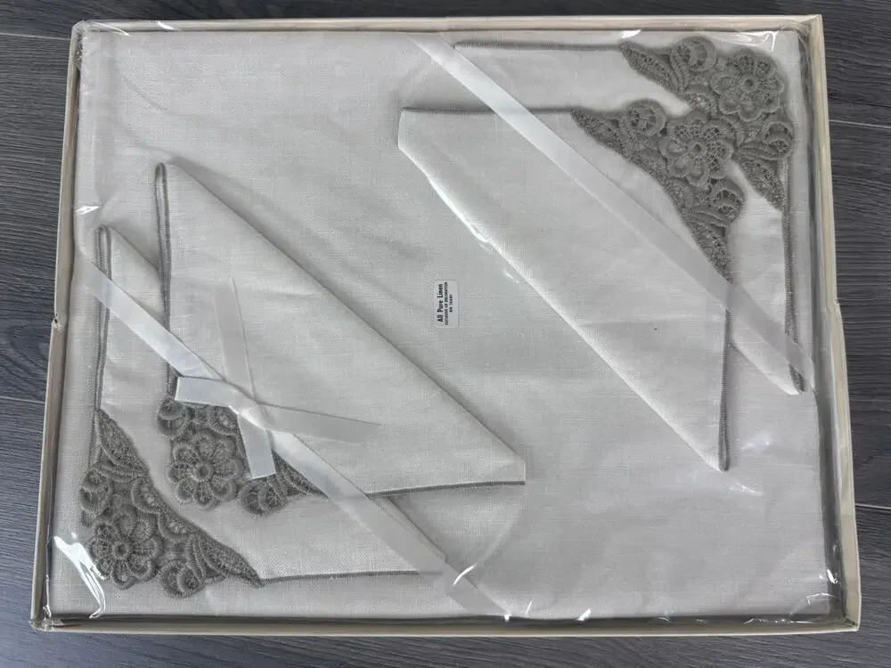 Timely Linens 5 Piece Tea Set White Sealed NIP